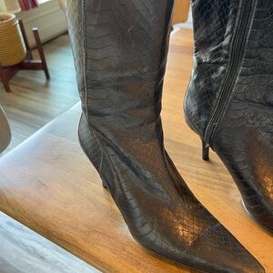 Cole Haan Black Snakeskin Heeled Boots